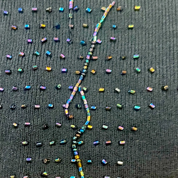 Festive V Neck Sleeveless Top w/Multi Pastel Beaded Detail on Front Sz L/XL - Picture 7 of 8